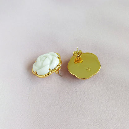 Porcelain Camellia Statement Stud Earrings