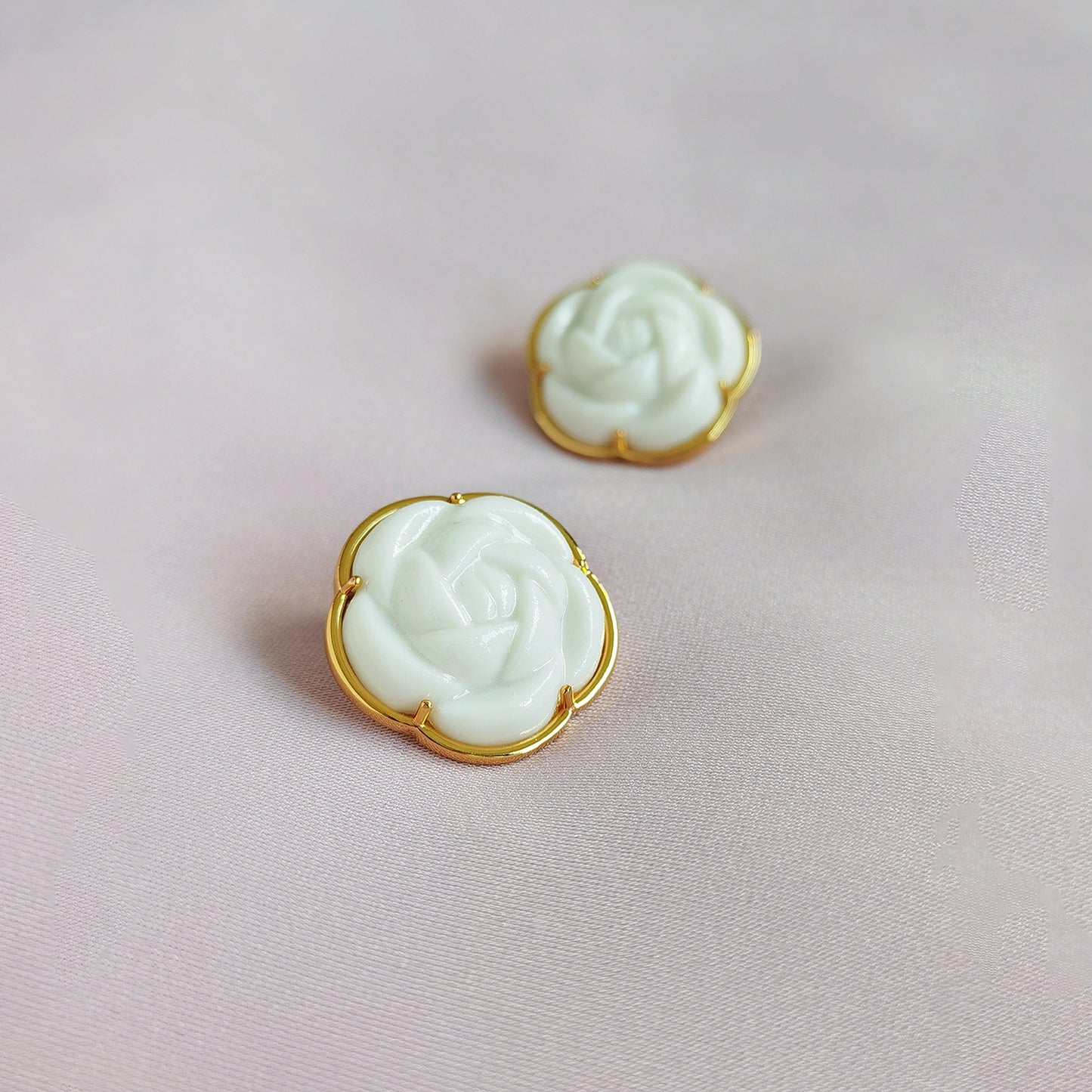 Porcelain Camellia Statement Stud Earrings