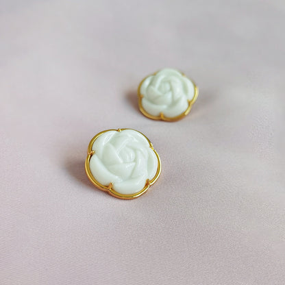 Porcelain Camellia Statement Stud Earrings