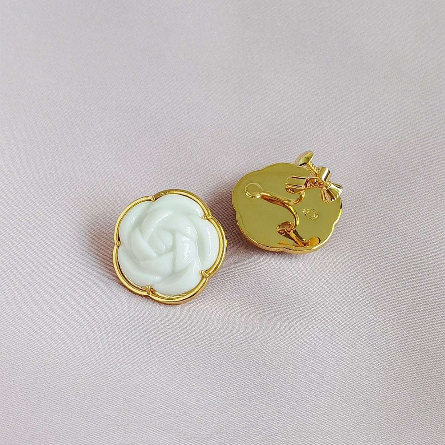 Porcelain Camellia Statement Stud Earrings