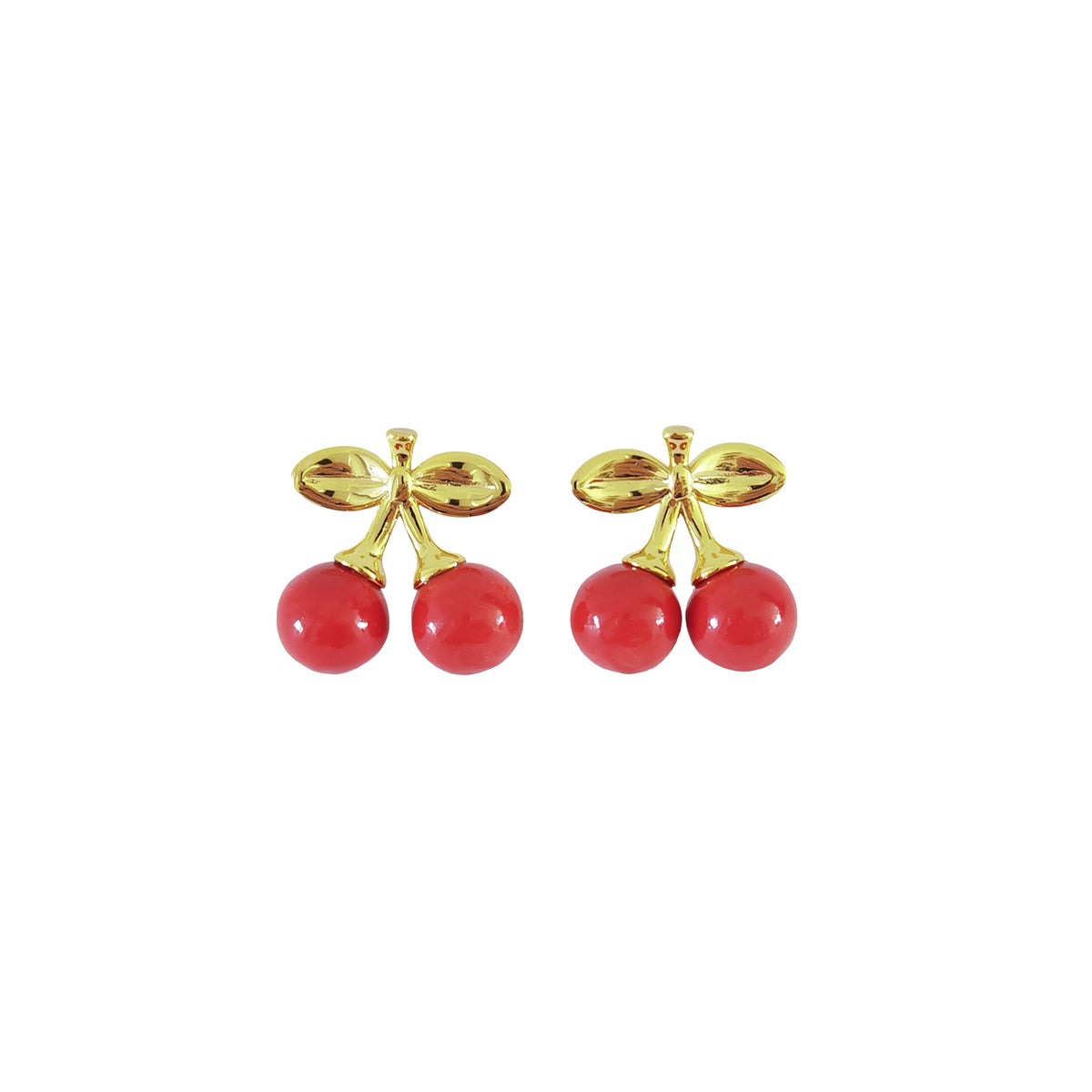 Mini Porcelain Cherry Stud Earrings