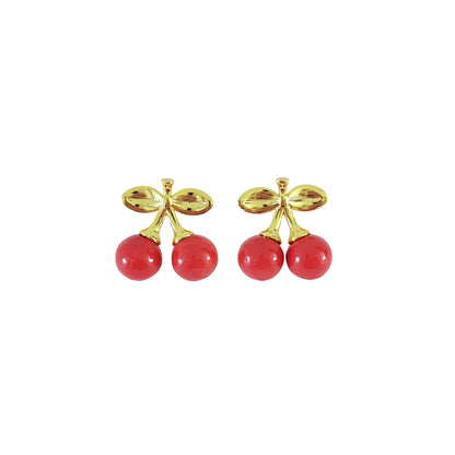 Mini Porcelain Cherry Stud Earrings