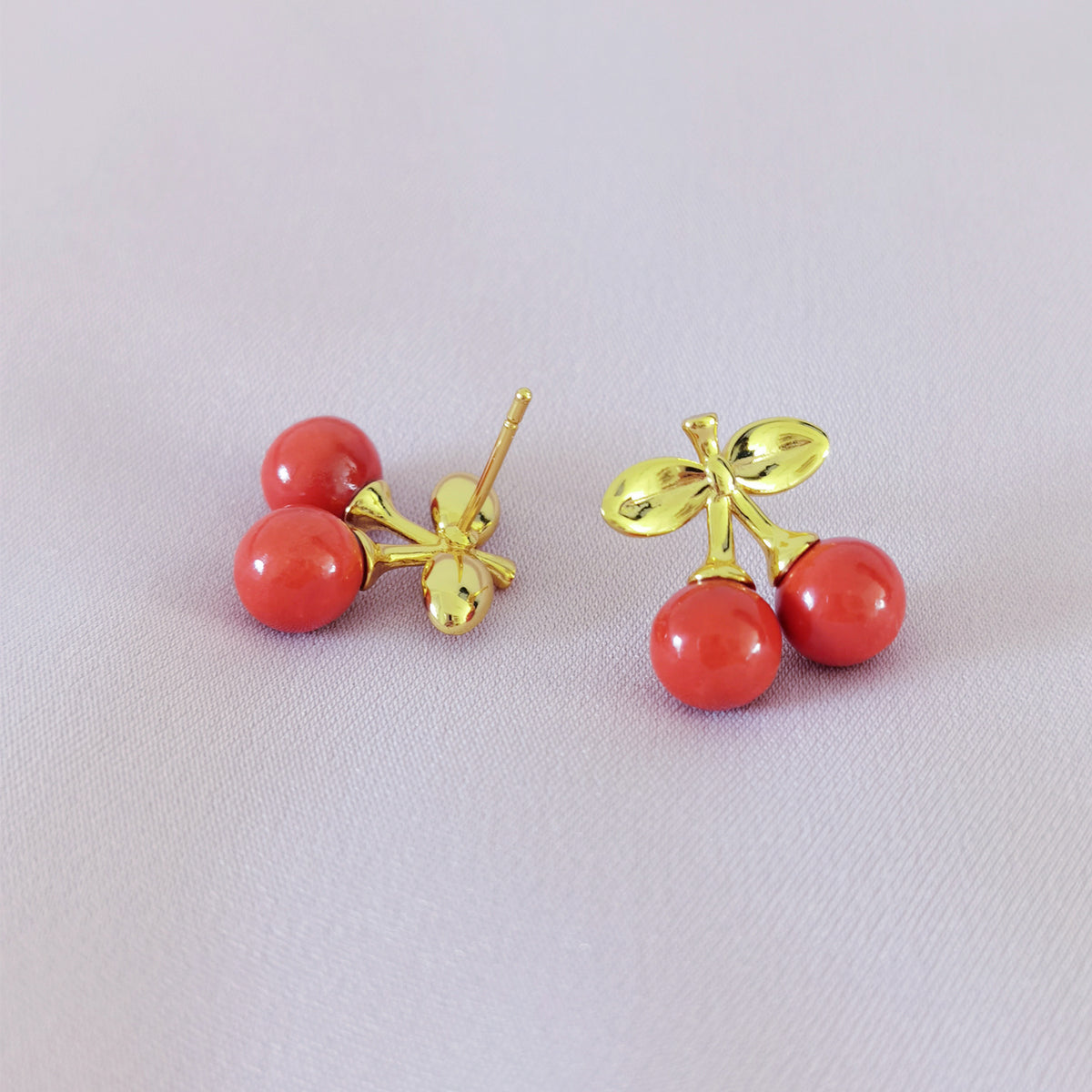 Mini Porcelain Cherry Stud Earrings