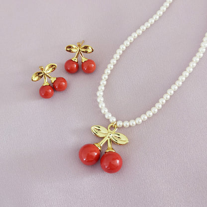 Mini Porcelain Cherry Stud Earrings