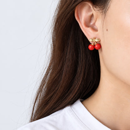 Mini Porcelain Cherry Stud Earrings