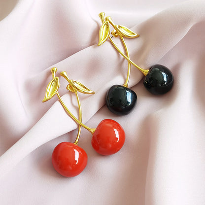 Porcelain Red Cherry Earrings