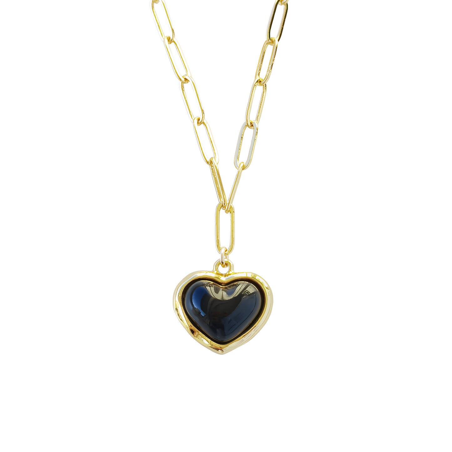 Porcelain Pearly White Heart Pendant Necklace