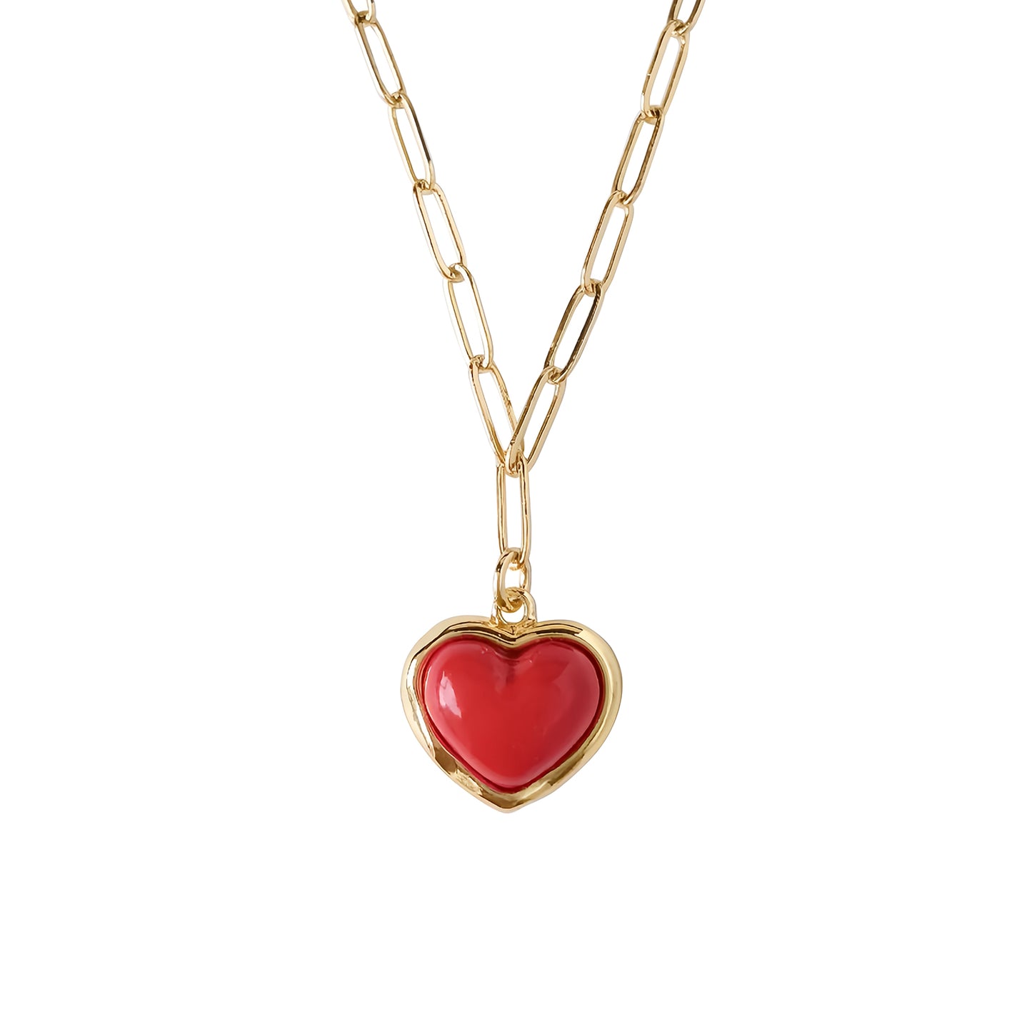 Porcelain Red Heart Pendant Necklace