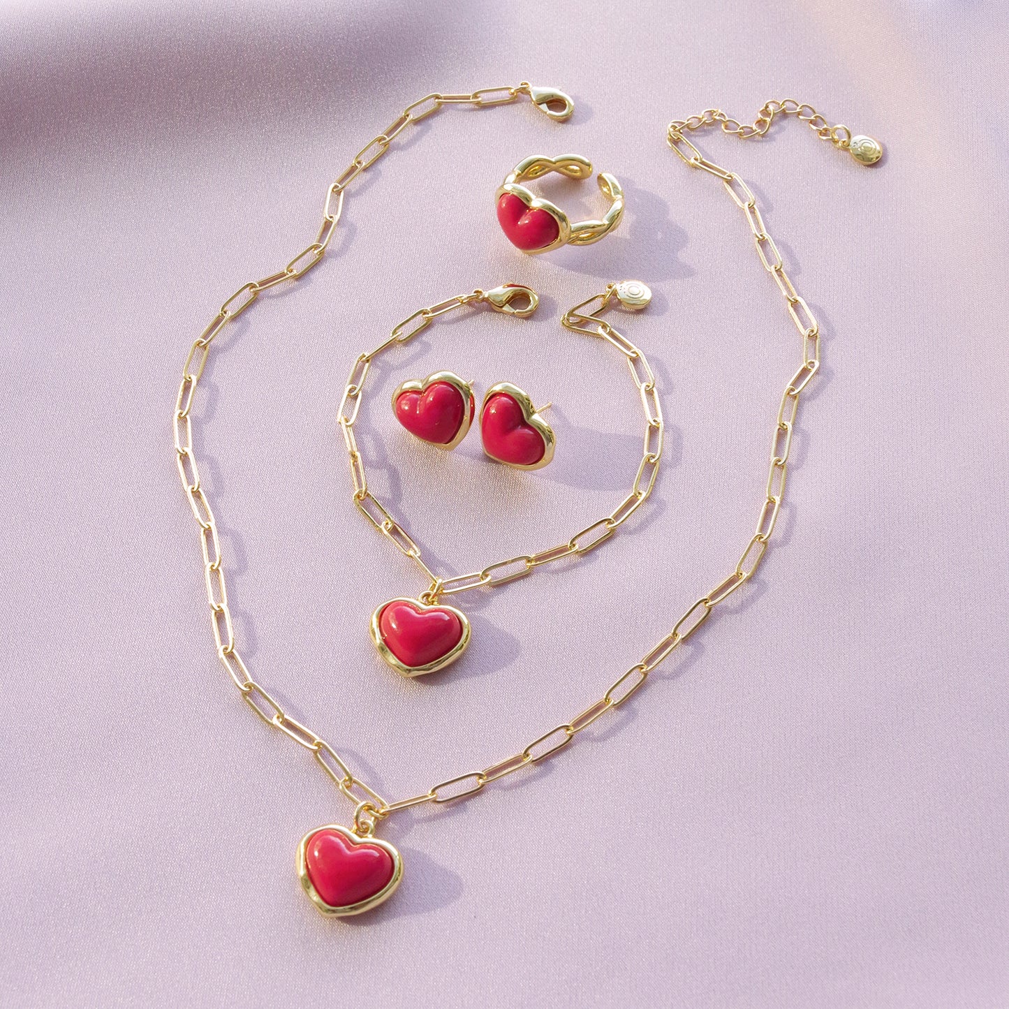 Porcelain Red Heart Pendant Necklace