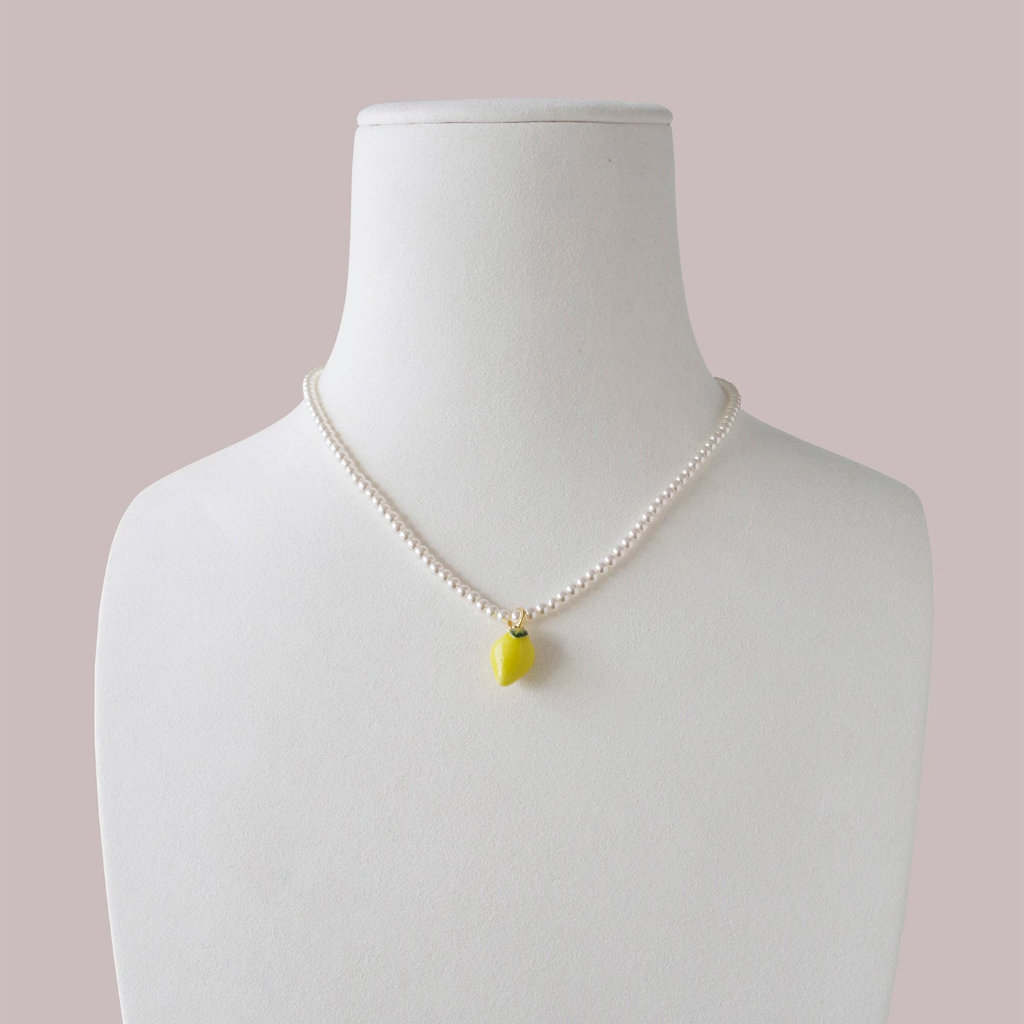 Mini Porcelain Lemon Swarovski Pearl Necklace