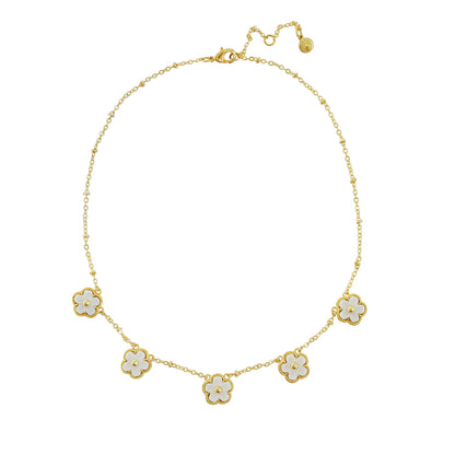 Mini Porcelain Daisy Short Station Necklace