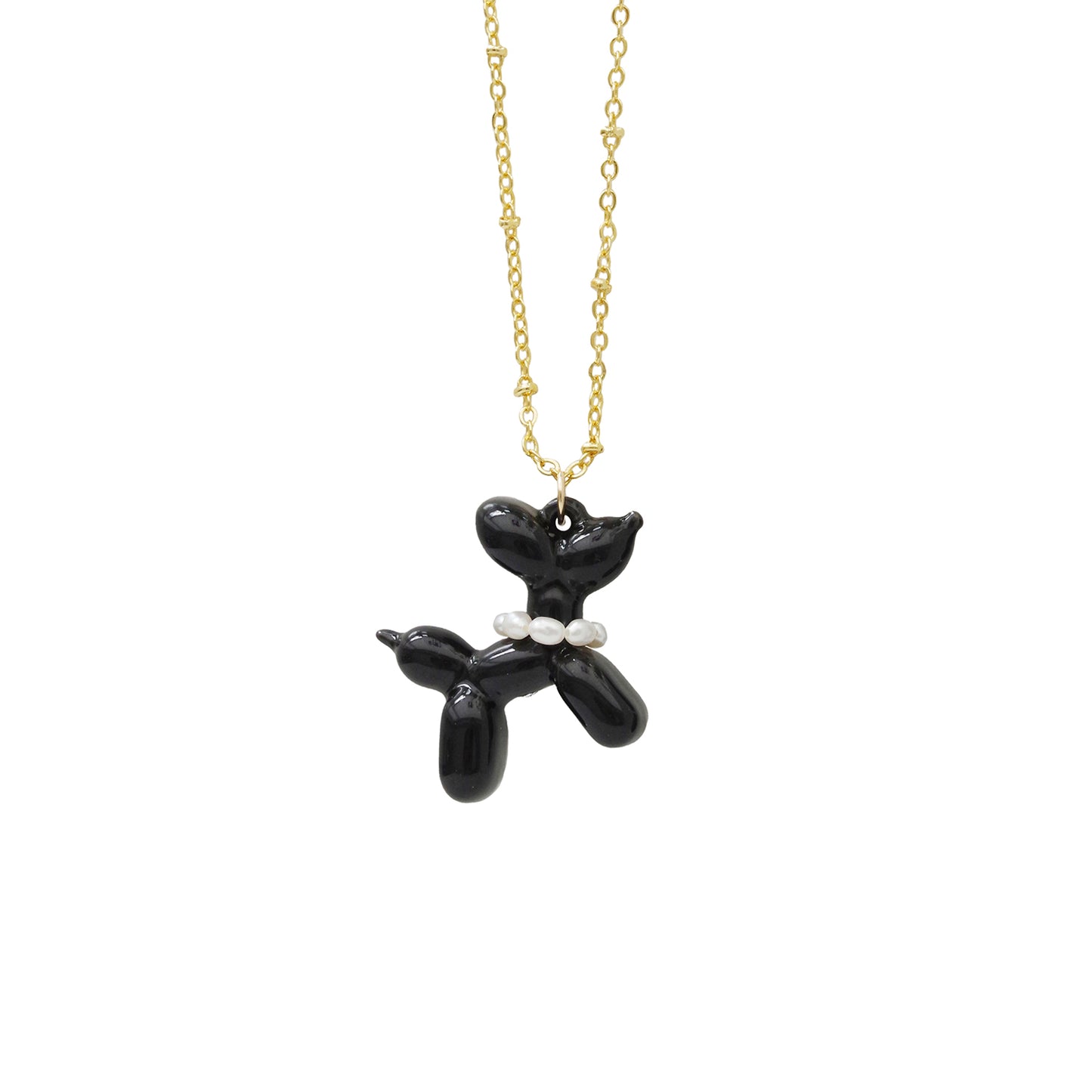 Black Porcelain Balloon Doggie Necklace