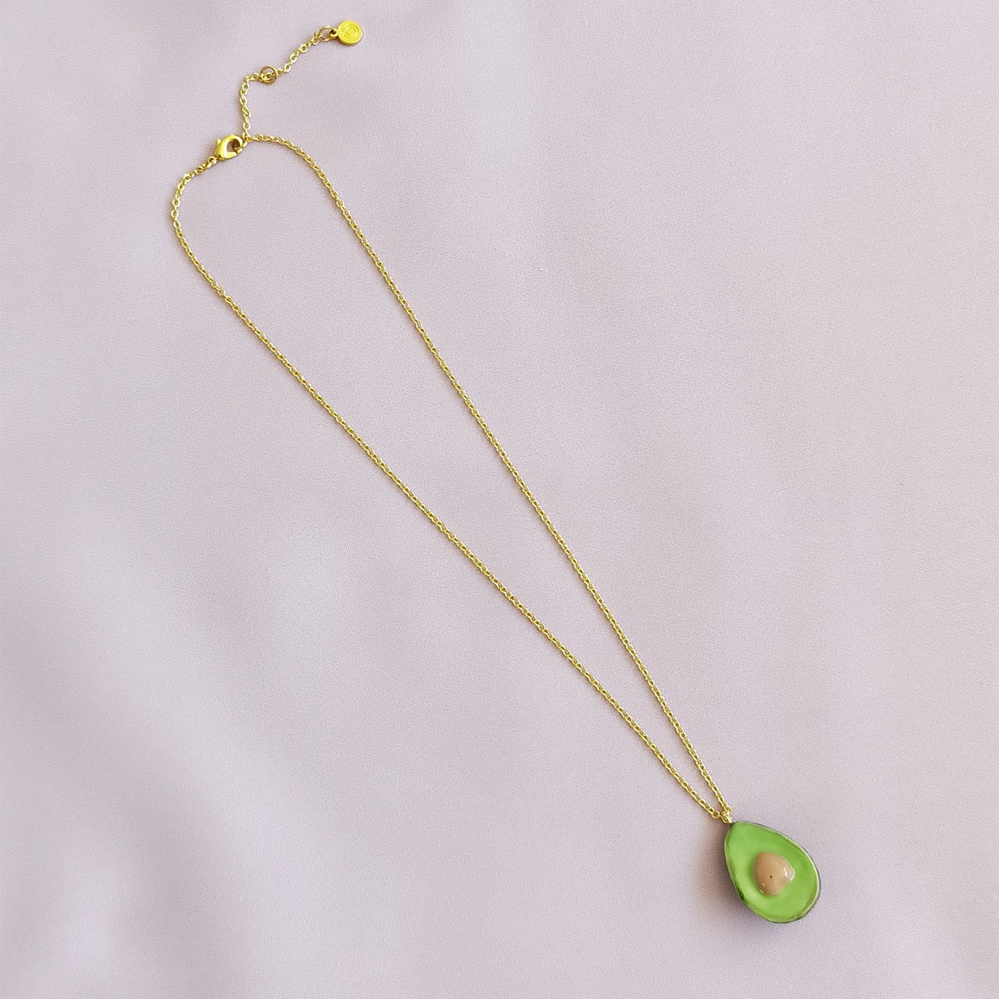 Porcelain Avocado Pendant Necklace, Gold Tone