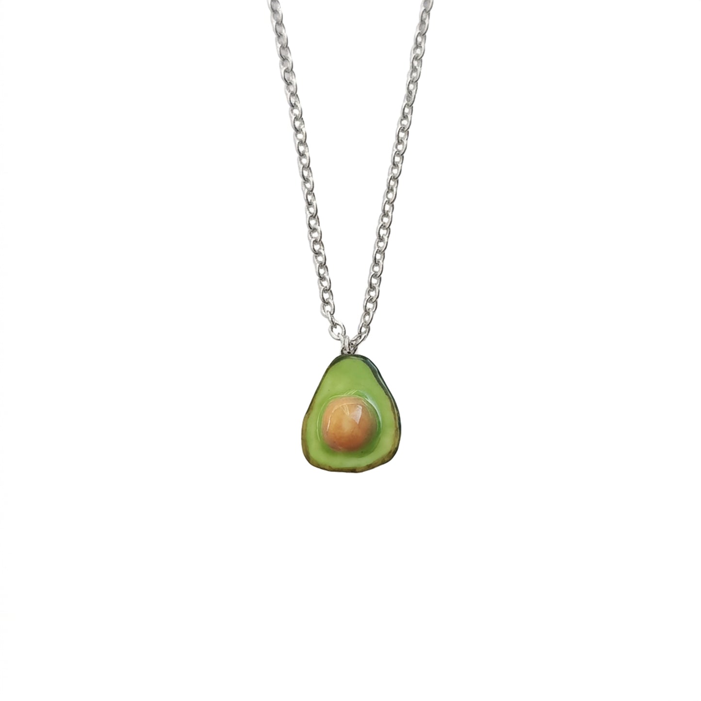 Mini Porcelain Avocado Necklace, Gold Tone