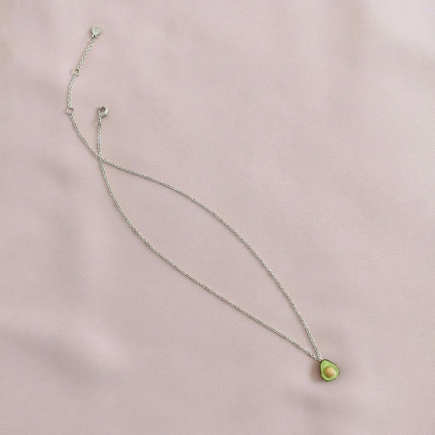 Mini Porcelain Avocado Necklace, Silver Tone