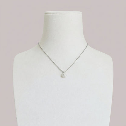 Mini Porcelain Seashell Necklace, Silver Tone