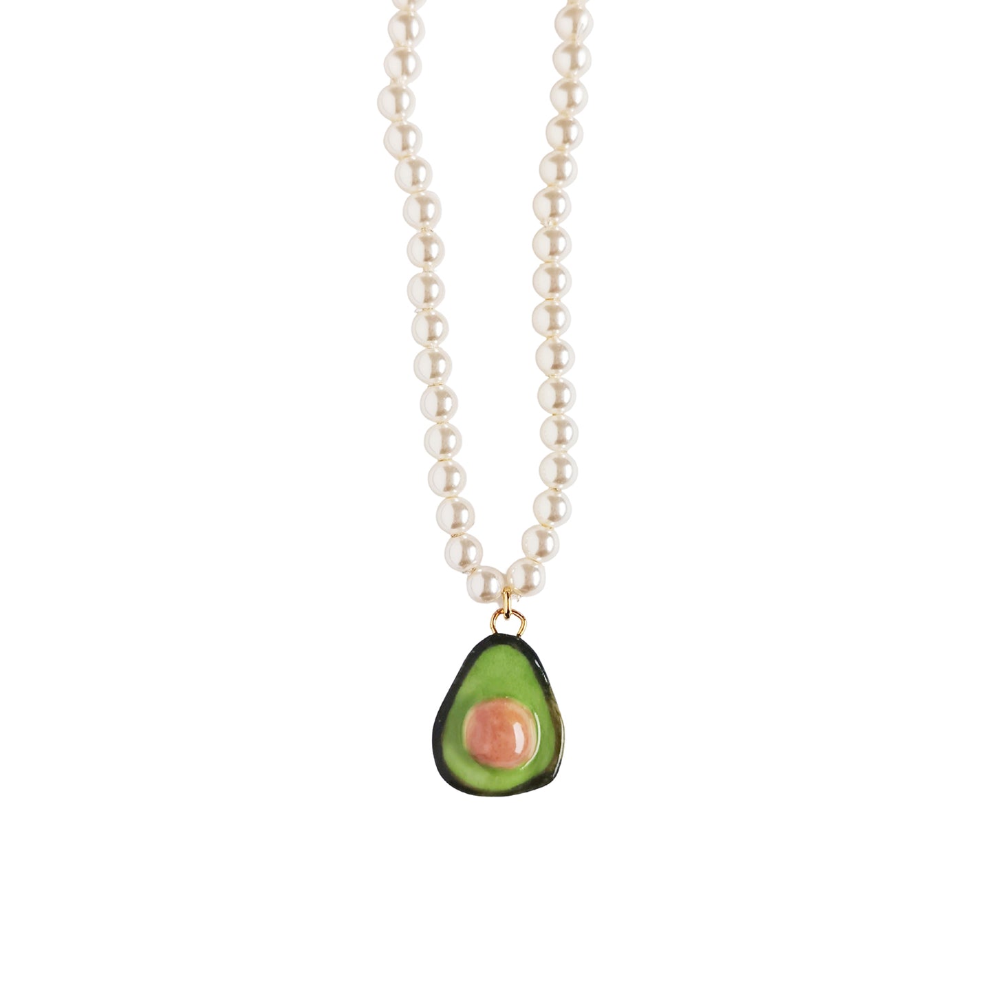 Mini Porcelain Avocado Swarovski Pearl Necklace