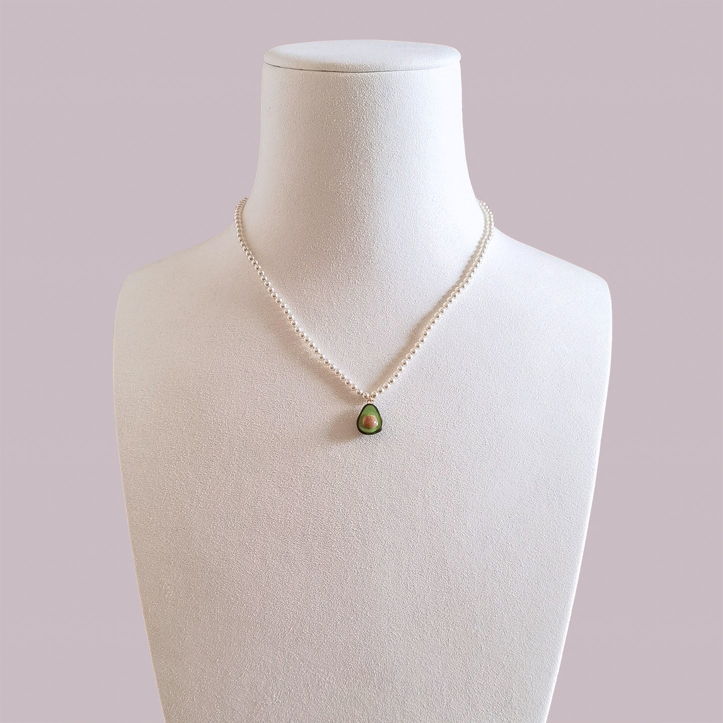 Mini Porcelain Avocado Swarovski Pearl Necklace