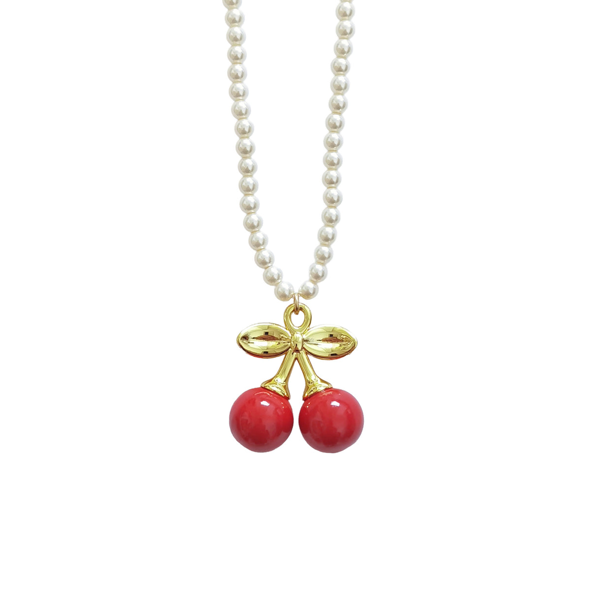 Mini Porcelain Cherry Pearl Necklace