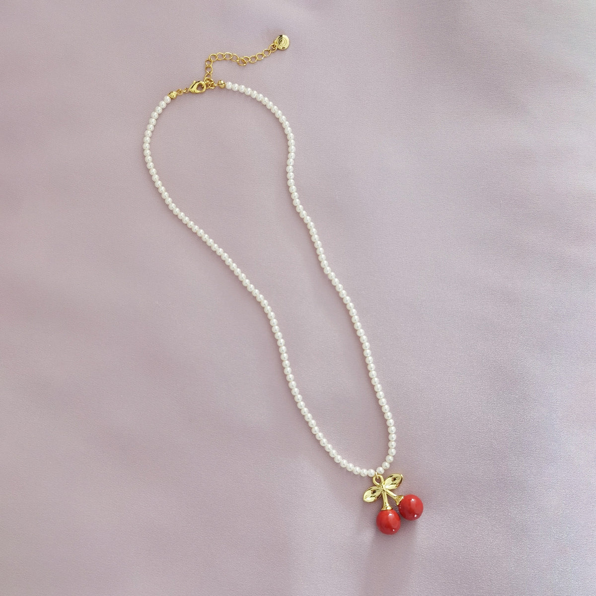 Mini Porcelain Cherry Pearl Necklace