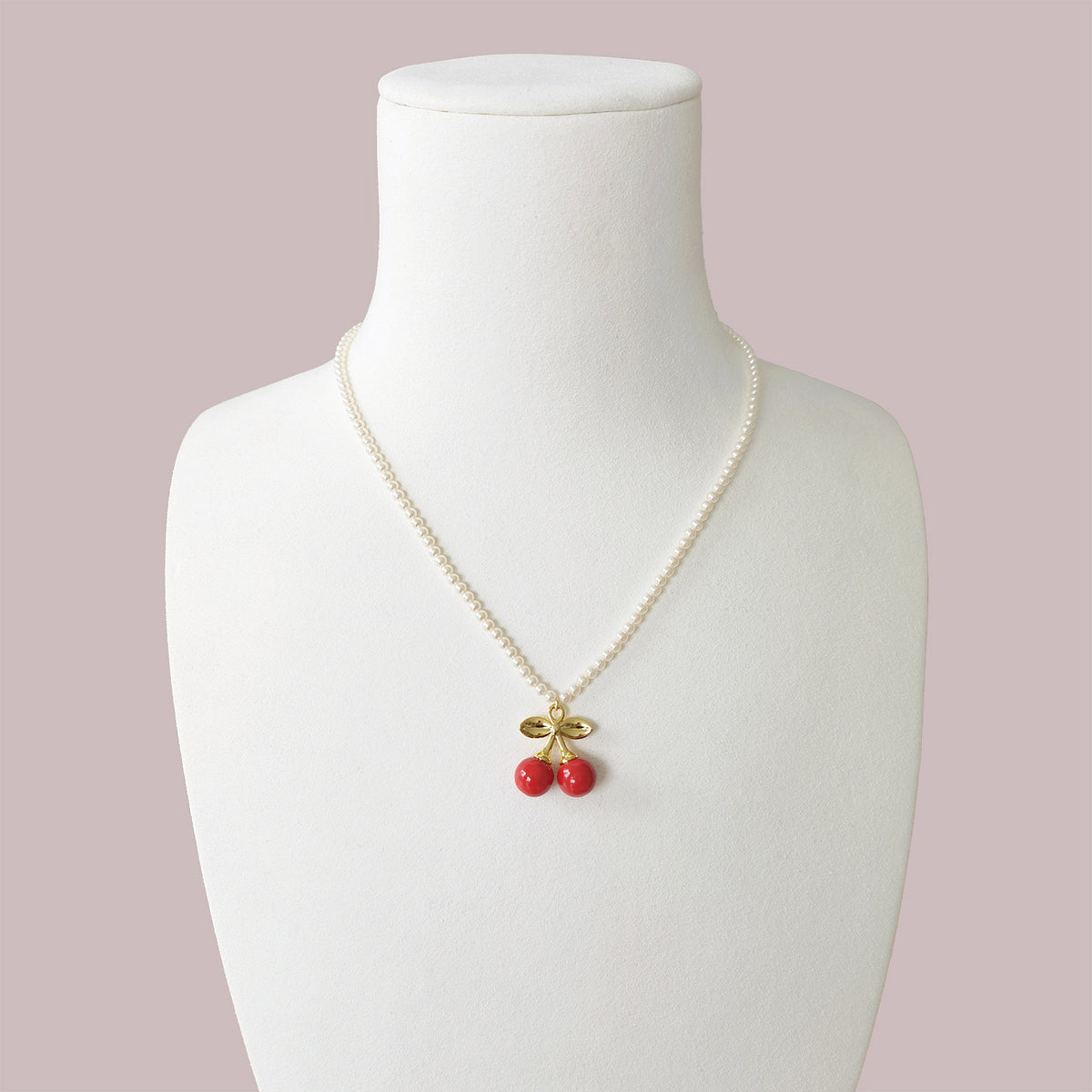 Mini Porcelain Cherry Pearl Necklace
