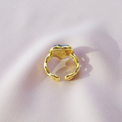 Porcelain Black Heart Braided Ring