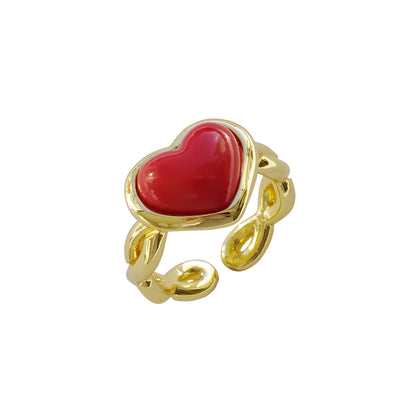 Porcelain Pearly White Heart Braided Ring