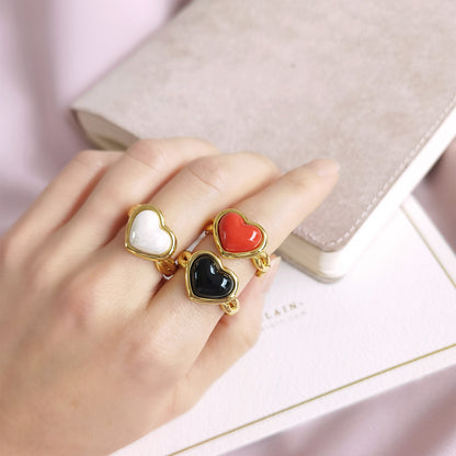 Porcelain Pearly White Heart Braided Ring