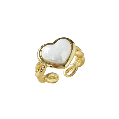Porcelain Black Heart Braided Ring