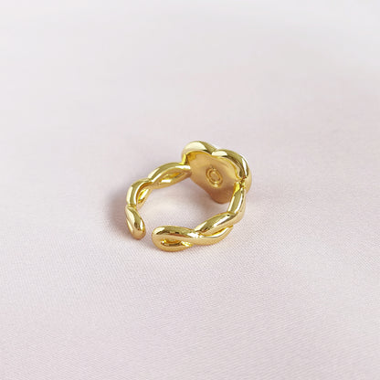 Porcelain Pearly White Heart Braided Ring