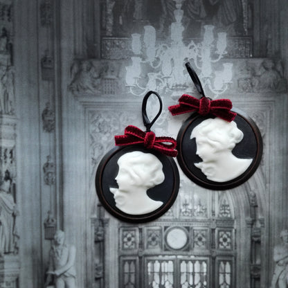 Dark Romance Goddess Round Porcelain Cameo Earrings