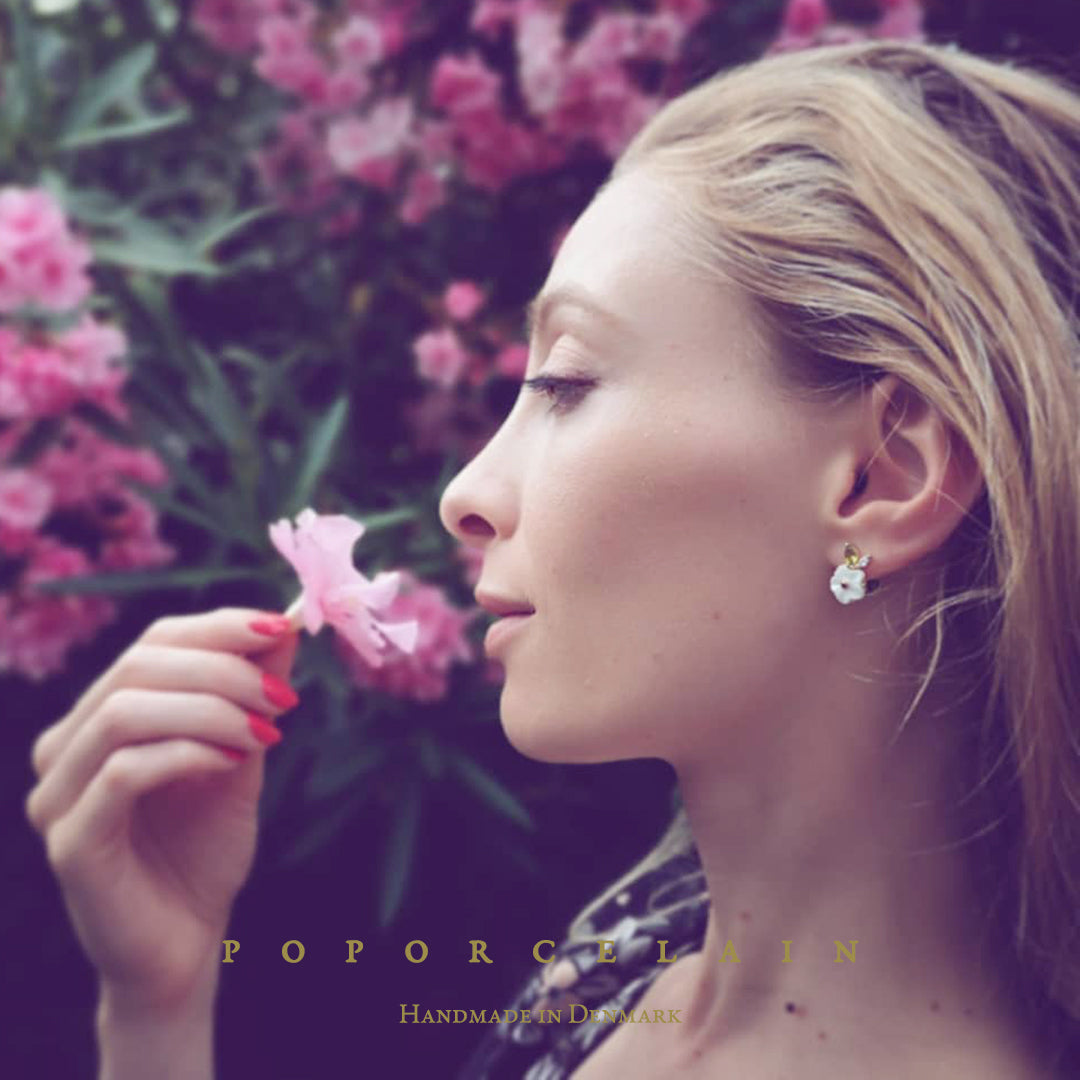 Porcelain Strawberry Flower Stud Earring