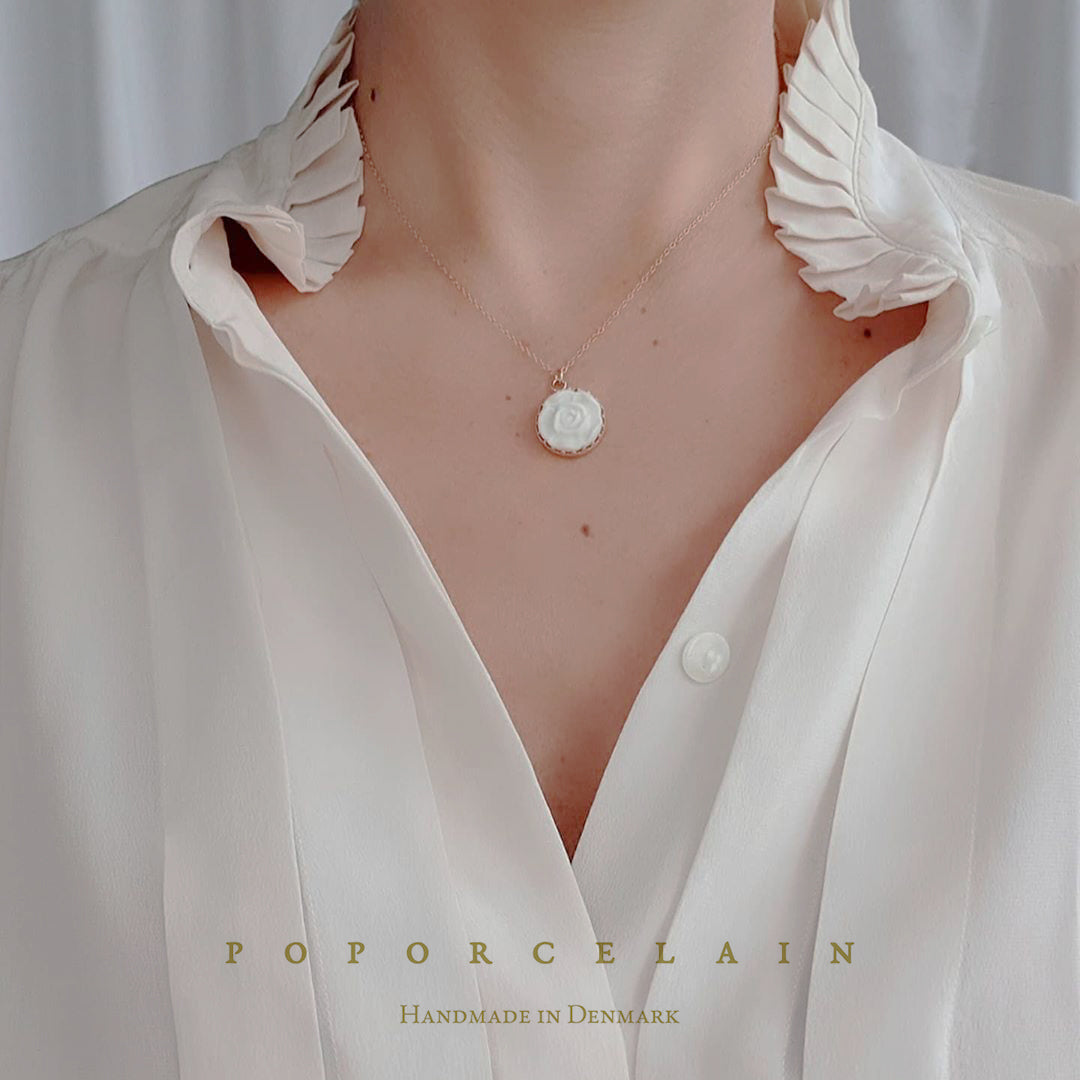 Porcelain Moonlight Rose Gold-Filled Pendant Necklace
