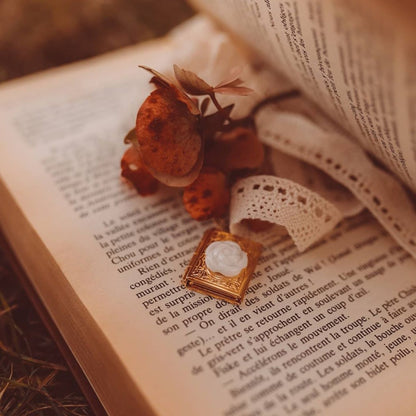 Porcelain Camellia Book Locket Necklace