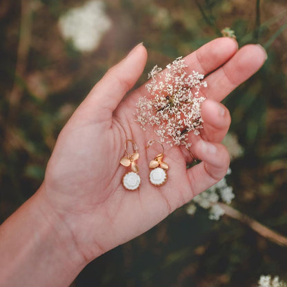 Mini Porcelain Moonlight Rose Drop Earrings