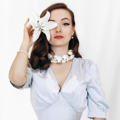 Porcelain Plum Blossom Cluster Necklace