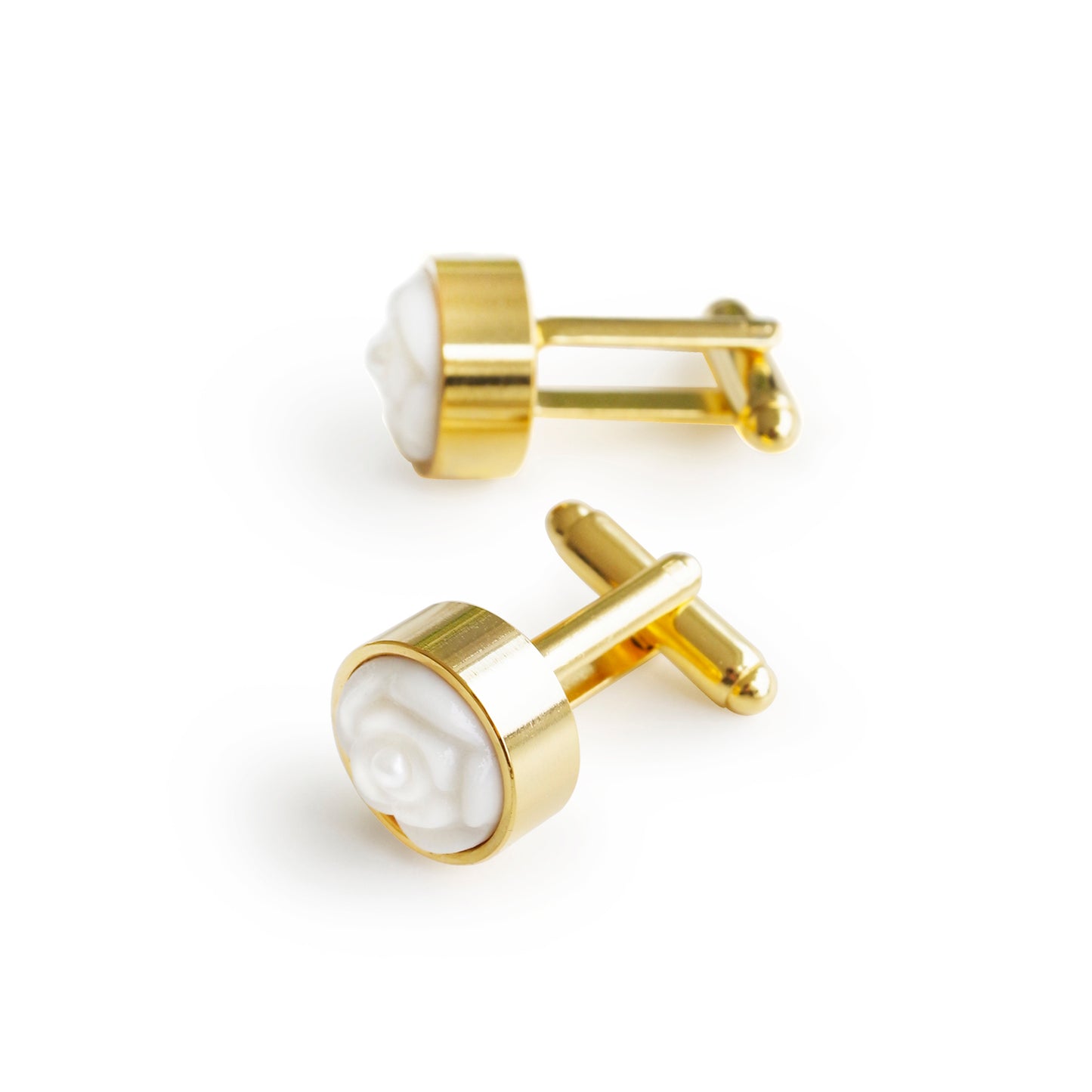 Porcelain Rose With Pearl Cufflinks