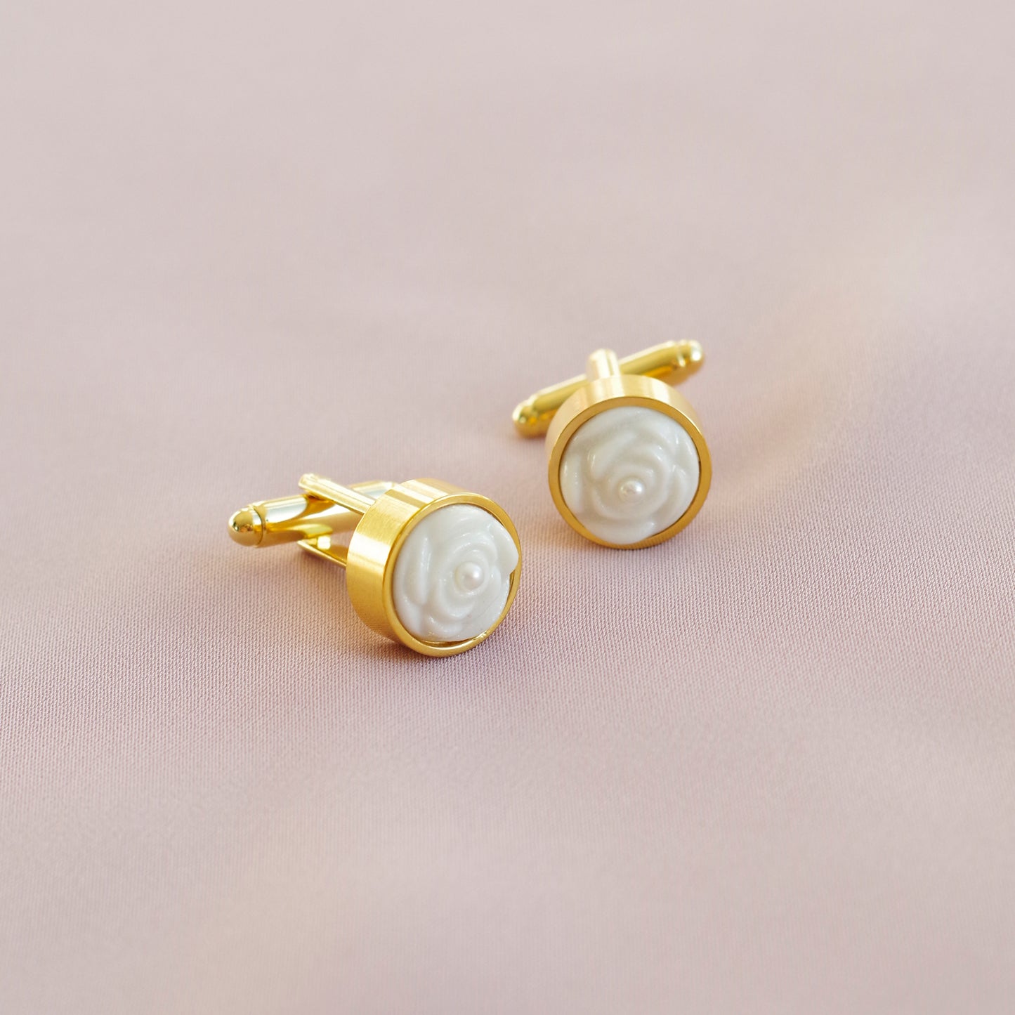 Porcelain Rose With Pearl Cufflinks