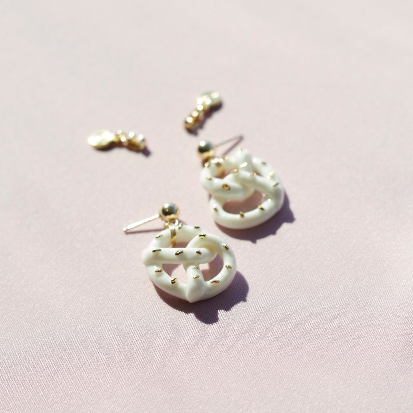 Mini Porcelain Pretzel Earrings