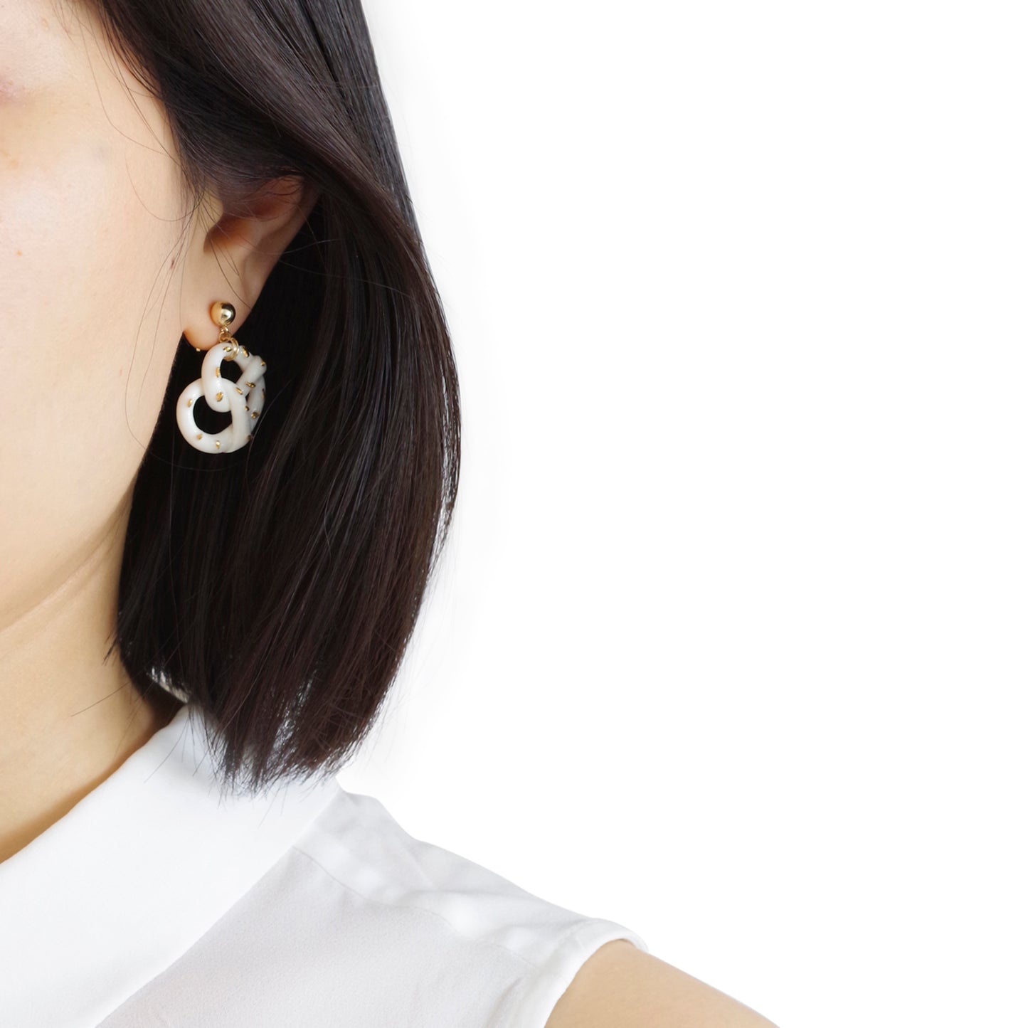 Mini Porcelain Pretzel Earrings