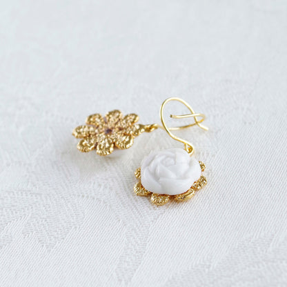 Everyday Porcelain Camellia Flower Charm Earrings