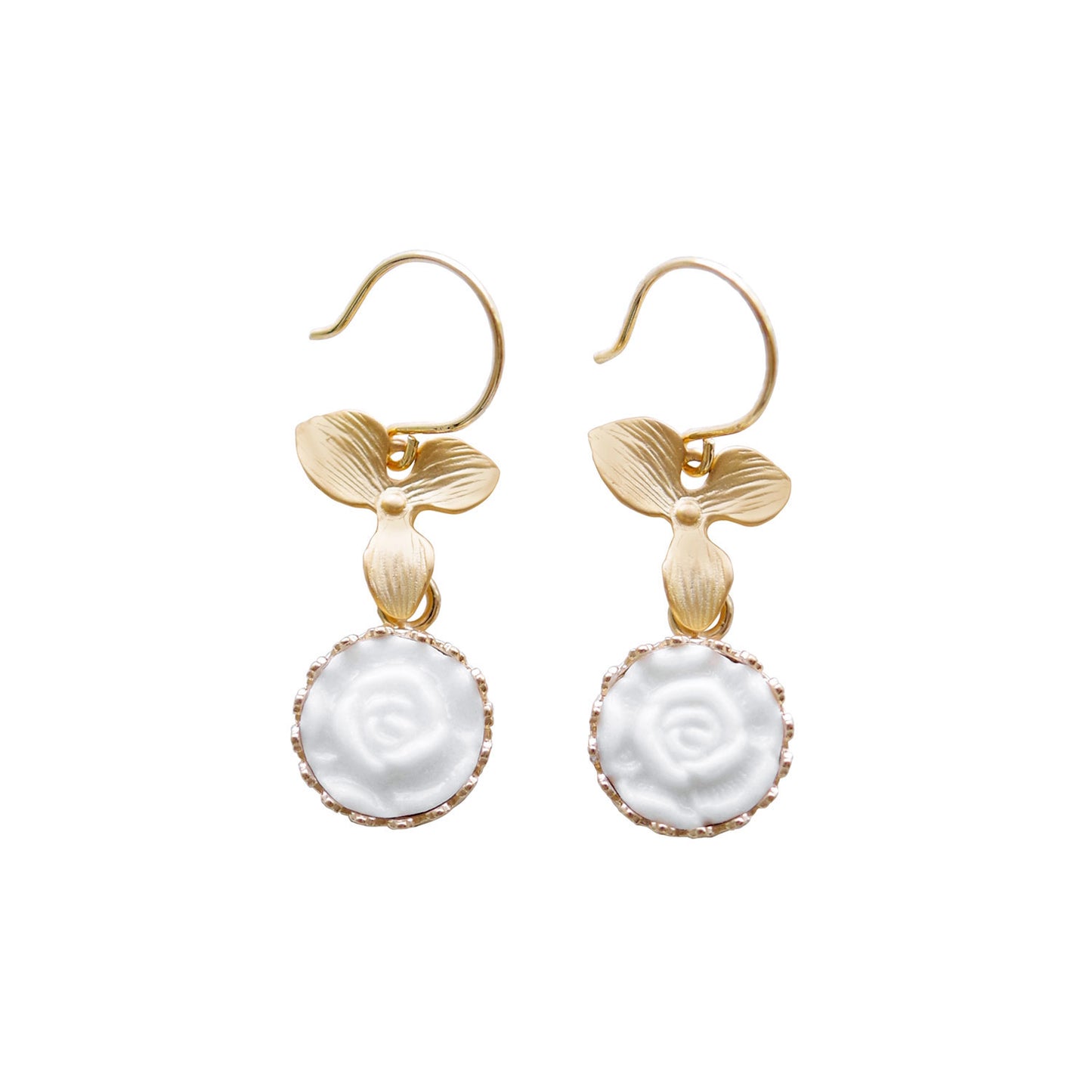 Mini Porcelain Moonlight Rose Clip-on Earrings