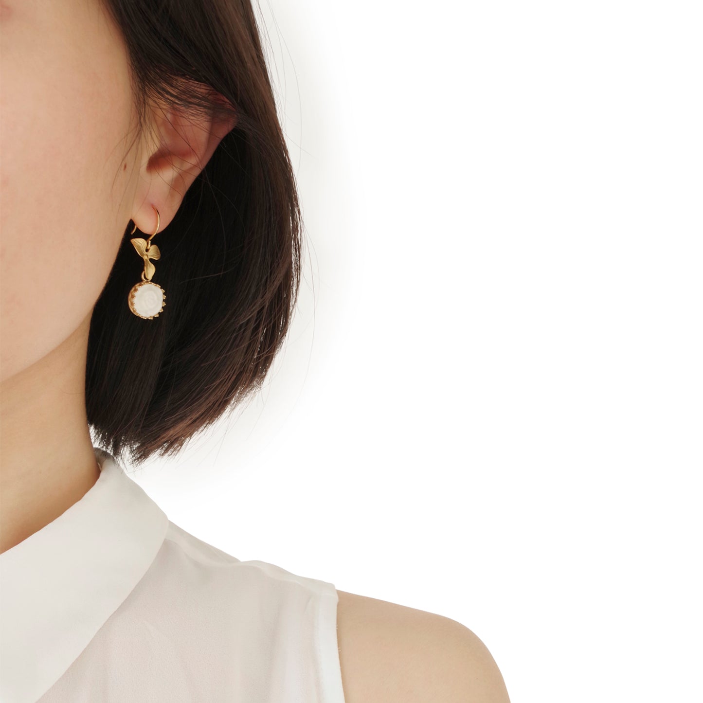 Mini Porcelain Moonlight Rose Clip-on Earrings