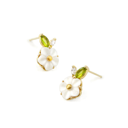 Porcelain Strawberry Flower Stud Earring