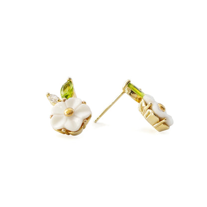 Porcelain Strawberry Flower Stud Earring