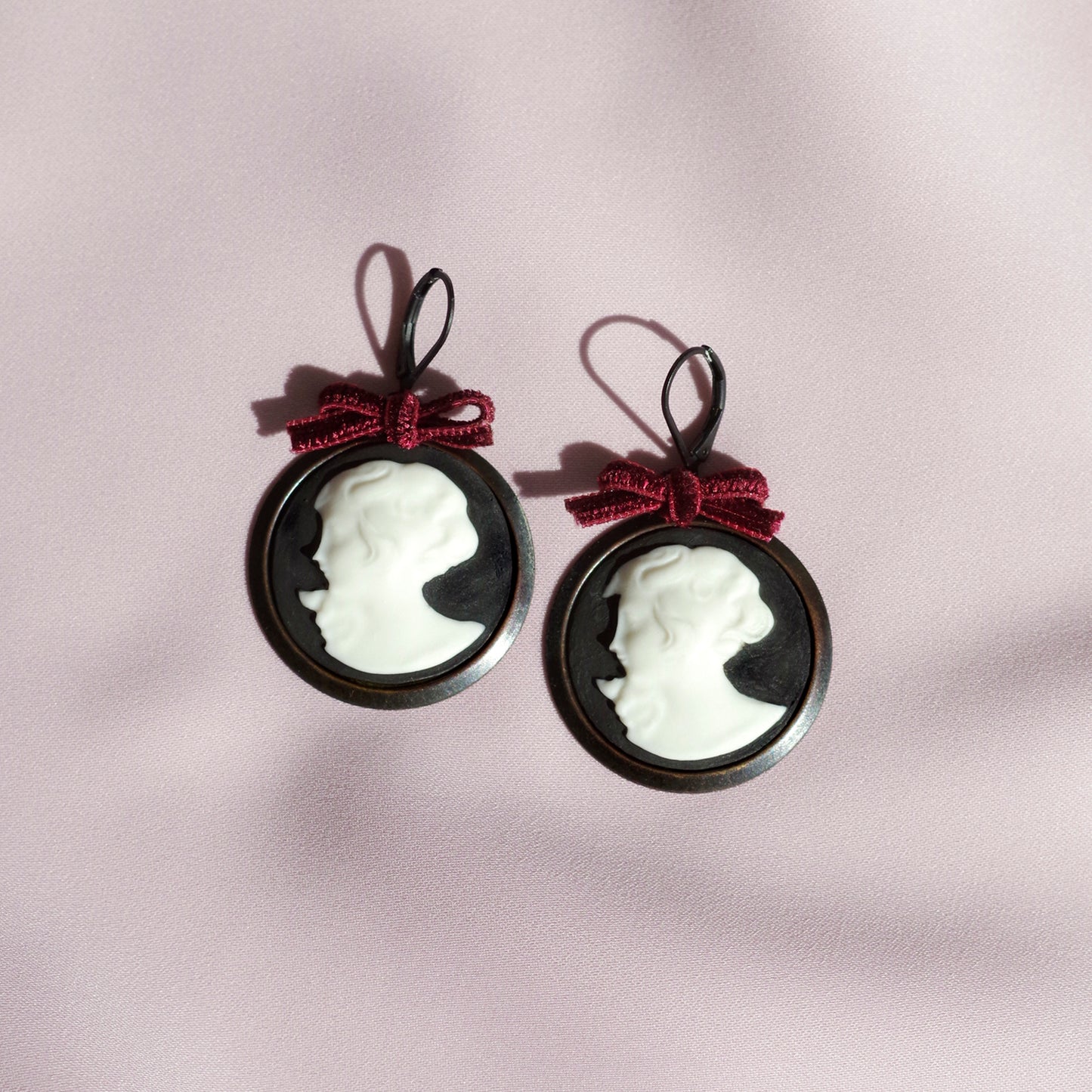 Dark Romance Goddess Round Porcelain Cameo Earrings