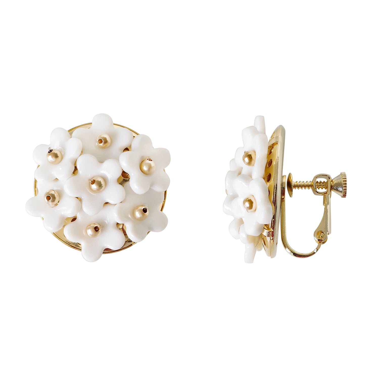 Mini Daisy Cluster Clip Earrings