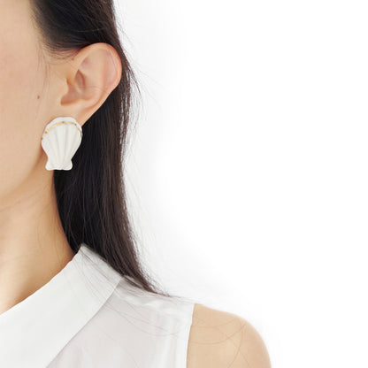 Porcelain Clam Shell Statement Stud Earrings