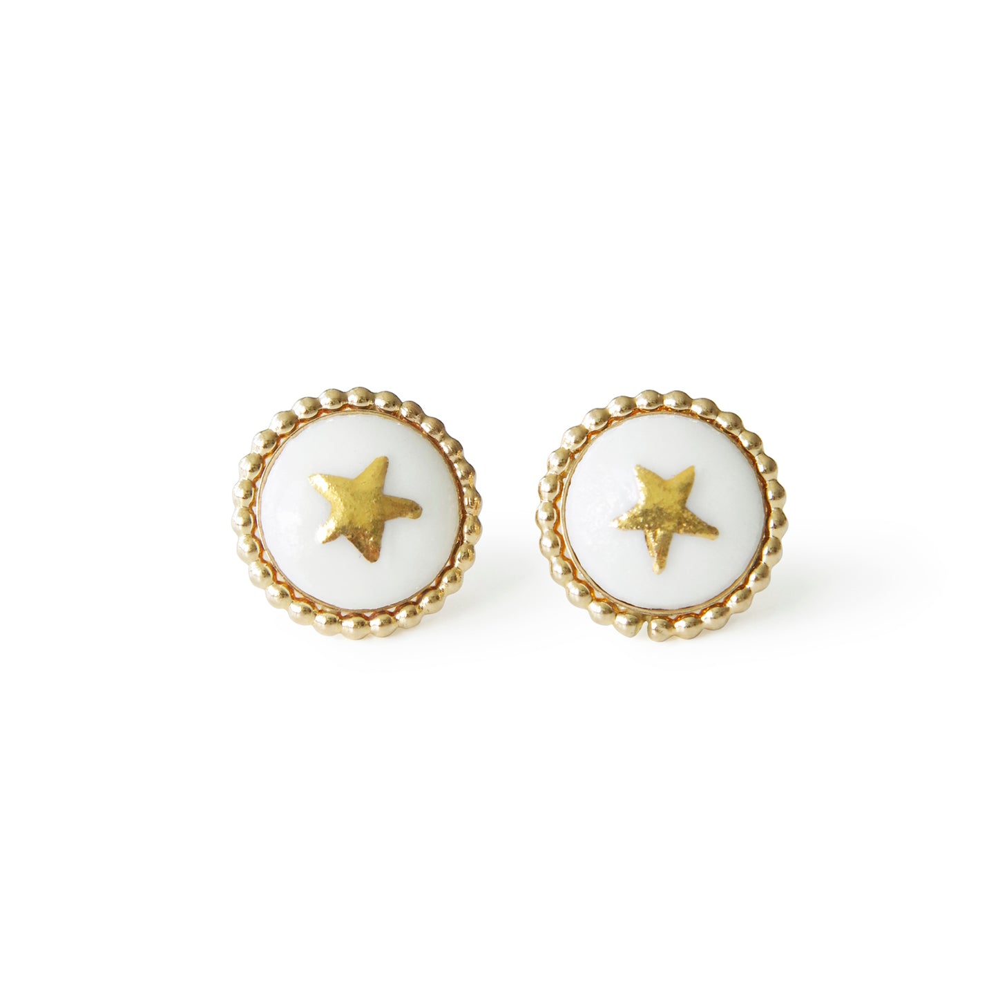Gold Lustre Star Stud Earrings