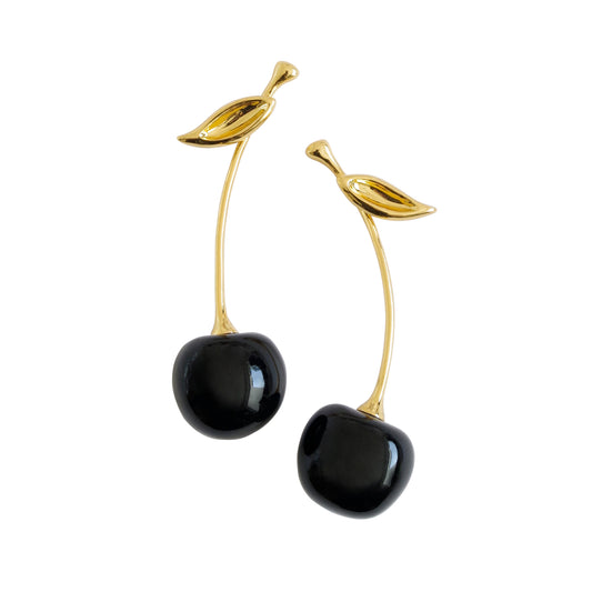 Porcelain Black Cherry Earrings